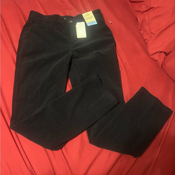 St. John's Bay Women's Black Straight Leg Corduroy Pants - Picture 1 of 3